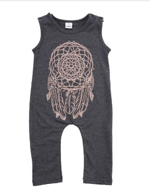 
            
                Load image into Gallery viewer, This sleeveless romper with a dream catcher design on the front is for the Boho Chic Lil Diva&amp;#39;s!
            
        