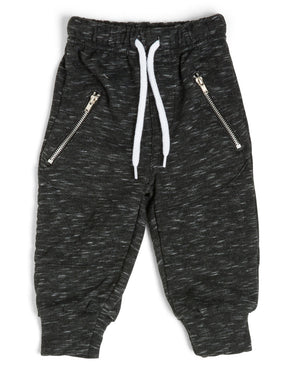 The Littlest Prince French Terry Moto Sweatpants are perfect for a super comfy yet fashionable look. These pants have an elastic waistband and the ankles have a cuffed hem. They also have zipper pockets and moto stitching by the knees.  Make sure to get an extra pair for daddy! Have them matching from head to toe!