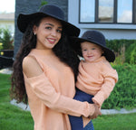 Add this gorgeous wide brim felt hat to all of your Fall styles! We have three colors for your mini fashionista to choose from - red wine, black and beige. We also have the matching hat for mommy too! 
