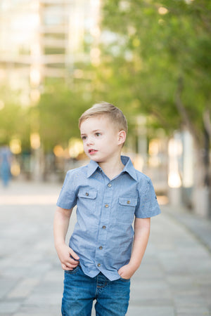 
            
                Load image into Gallery viewer, Littlest Prince Steel Blue Short Sleeve
            
        